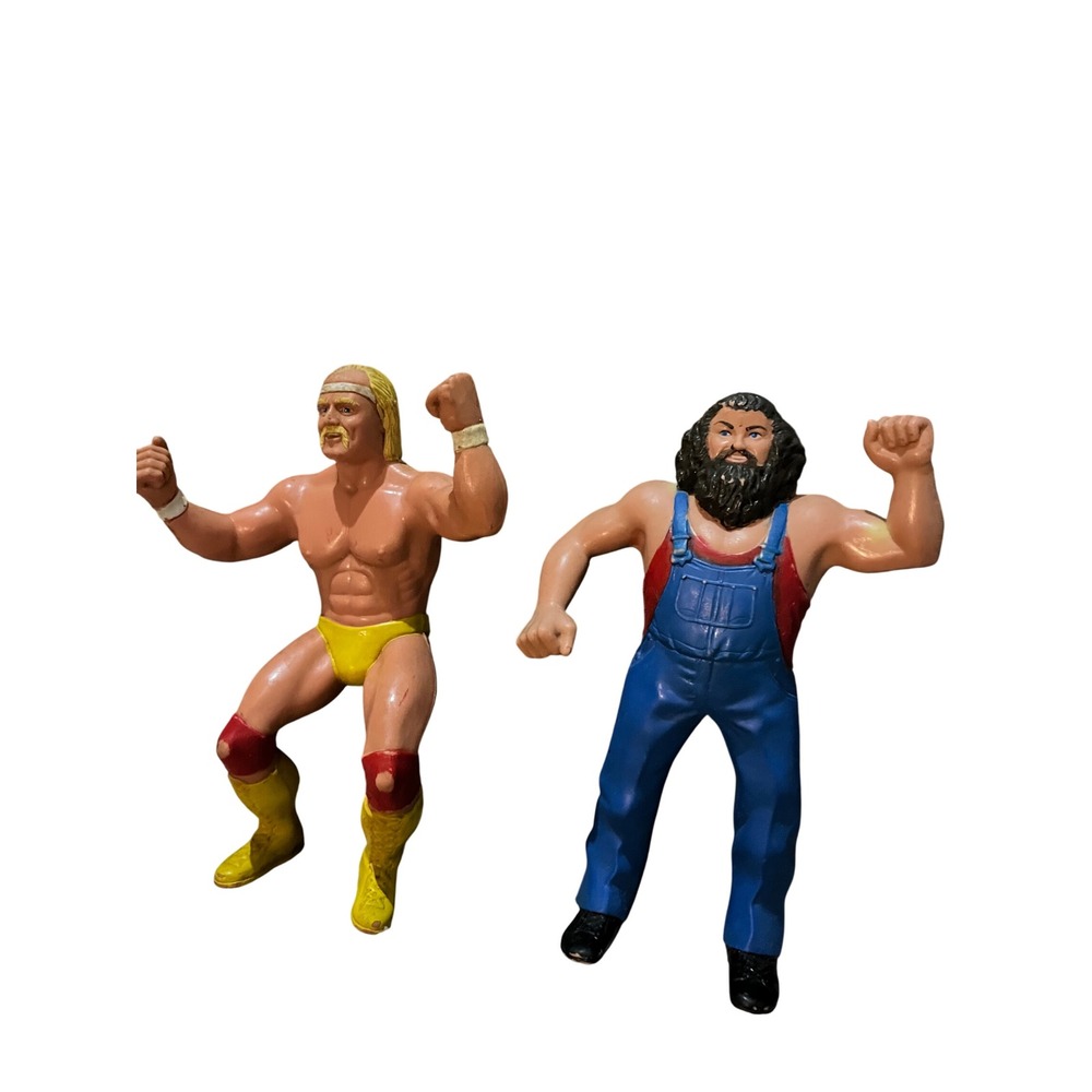Vintage LJN WWF Hulk Hogan & Hillbilly Jim Action Figure Lot 1980s Rubber Toy